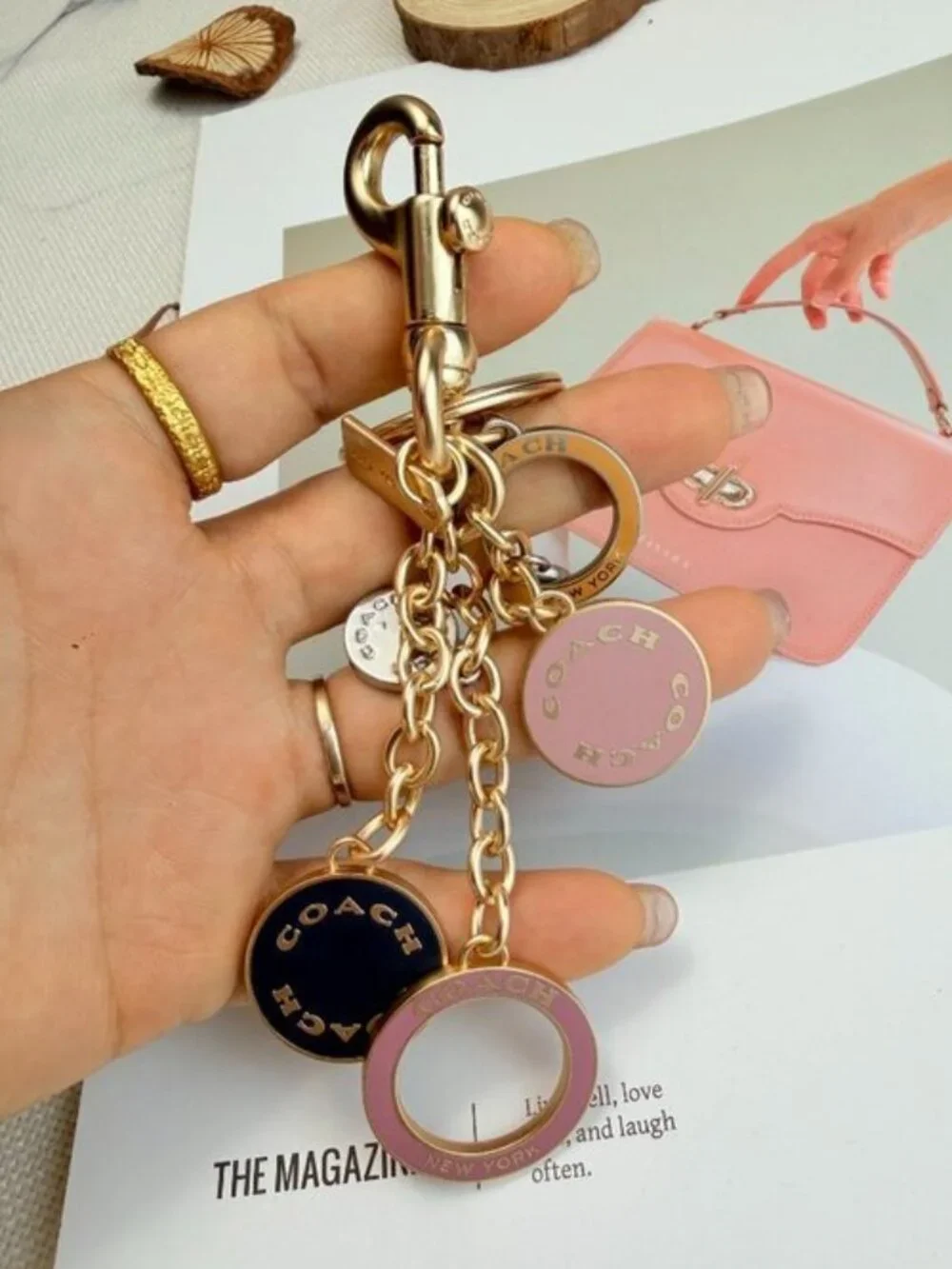 NWT Coach Circle Cluster Bag Charm in Gold and Multi-Color Enamel